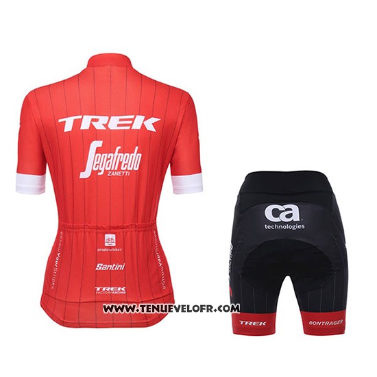 2018 Maillot Ciclismo Femme Trek Segafredo Rouge Manches Courtes et Cuissard